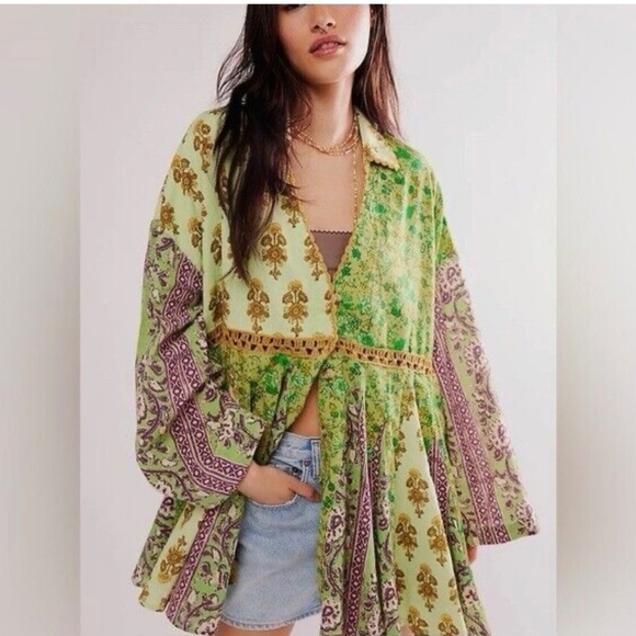 Small NWT Free People Hazy Baby Boho Mini Dress - Picture 2 of 6